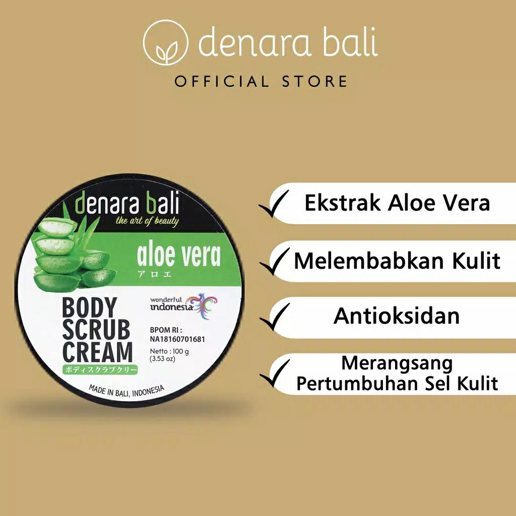 Denara Bali Body Scrub Cream Lulur Krim Aloevera 100gr 3