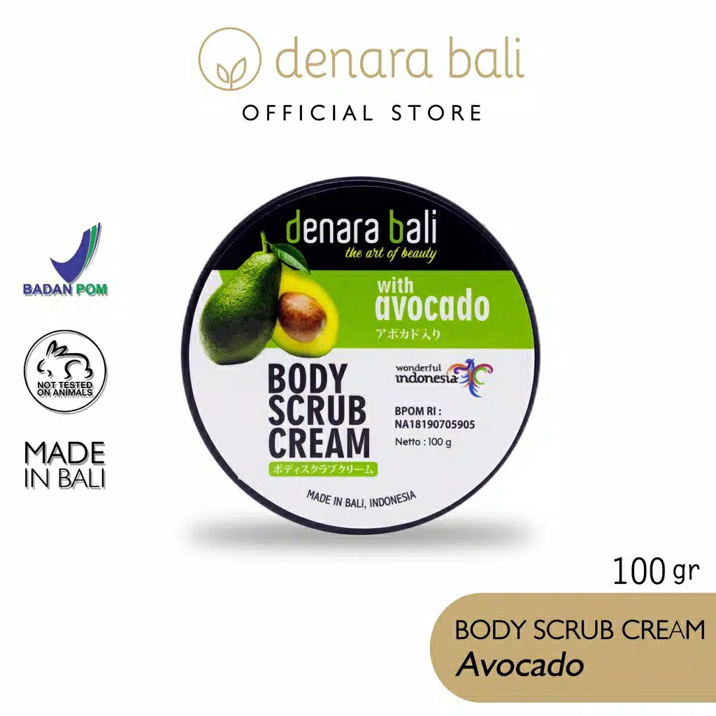 Denara Bali Body Scrub Cream Lulur Krim Avocado 100gr