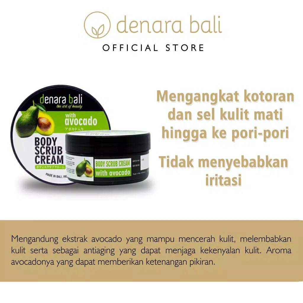 Denara Bali Body Scrub Cream Lulur Krim Avocado 100gr 2