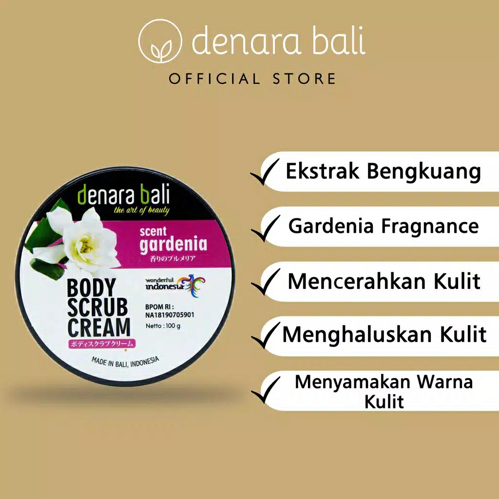 Denara Bali Body Scrub Cream Lulur Krim Gardenia 100gr 3