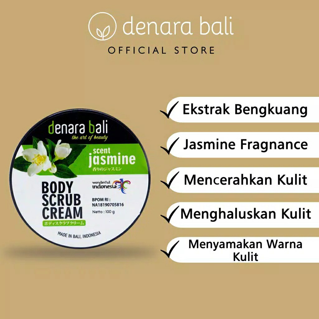 Denara Bali Body Scrub Cream Lulur Krim Jasmine 100gr 3