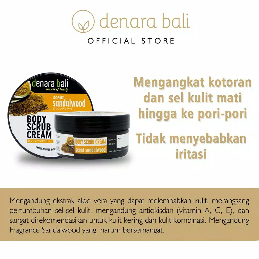 Denara Bali Body Scrub Cream Lulur Krim Sandalwood 100gr 2