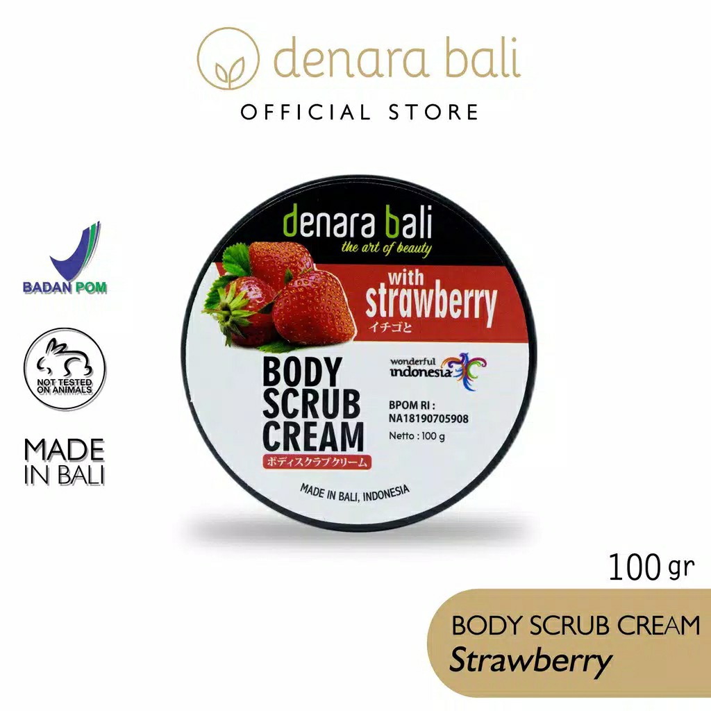 Denara Bali Body Scrub Cream Lulur Krim Strawberry 100gr