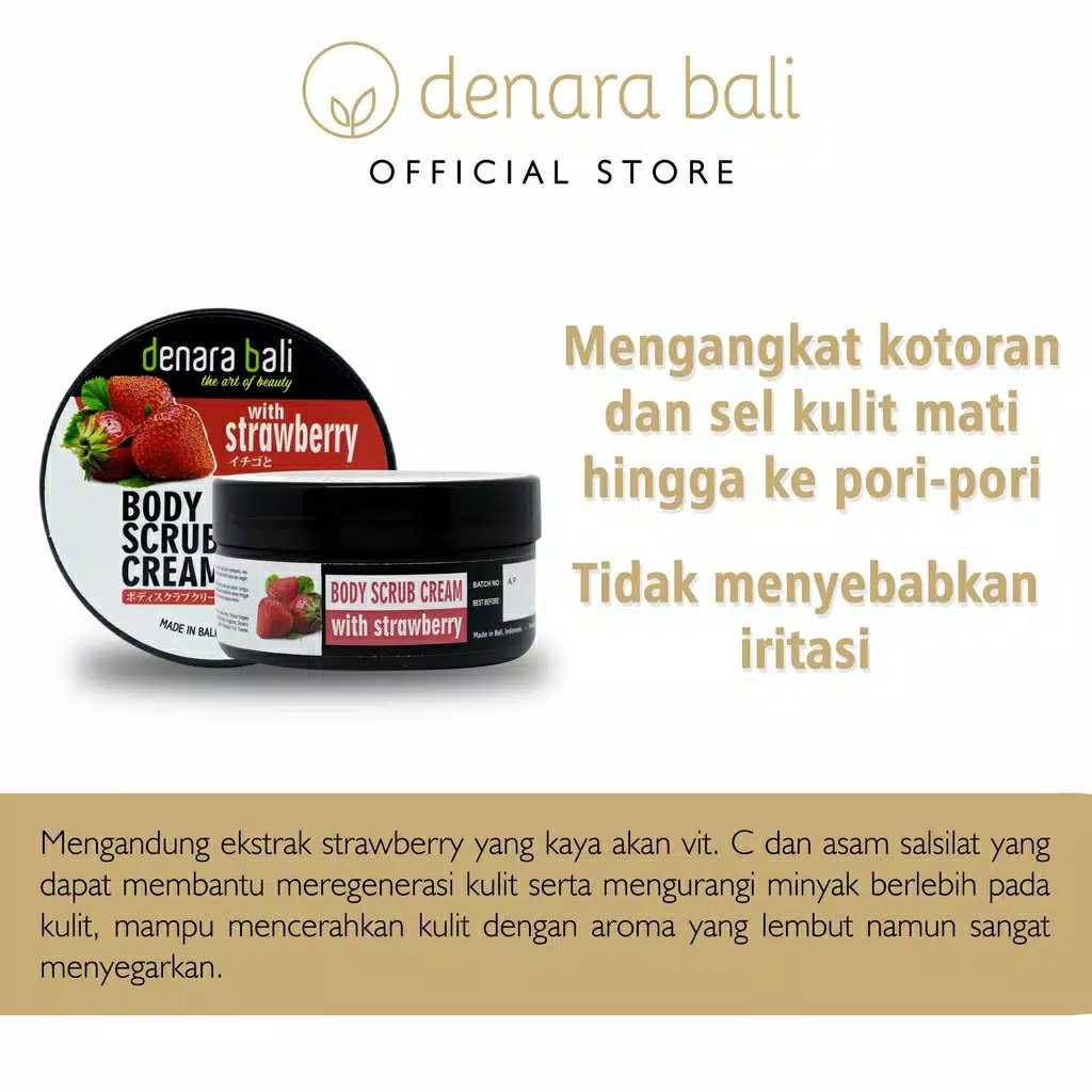 Denara Bali Body Scrub Cream Lulur Krim Strawberry 100gr 2