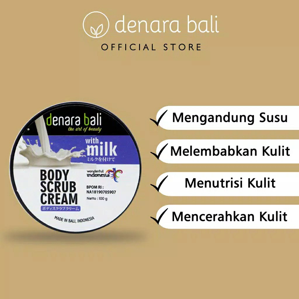 Denara Bali Body Scrub Cream Lulur Krim Susu 100gr 3