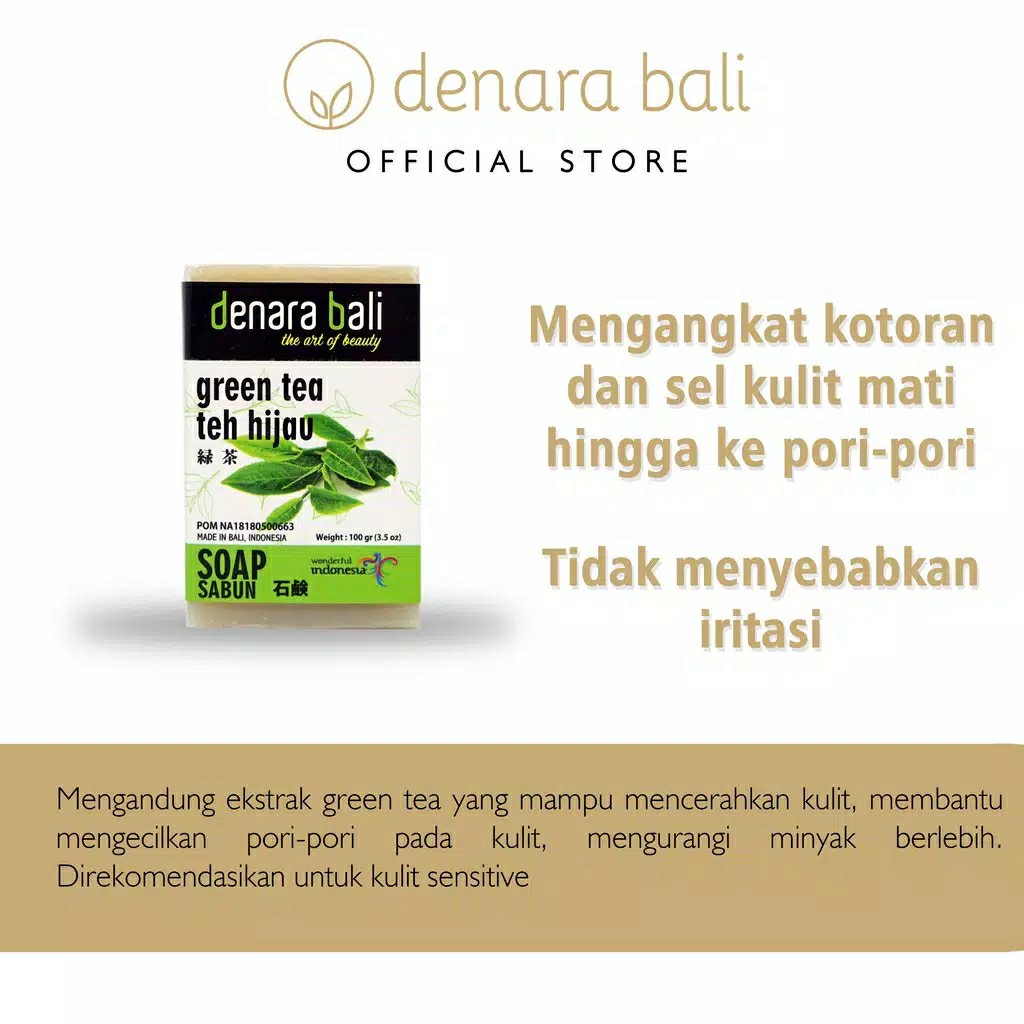 Denara Bali Naturral Soap Green Tea 100gr 2