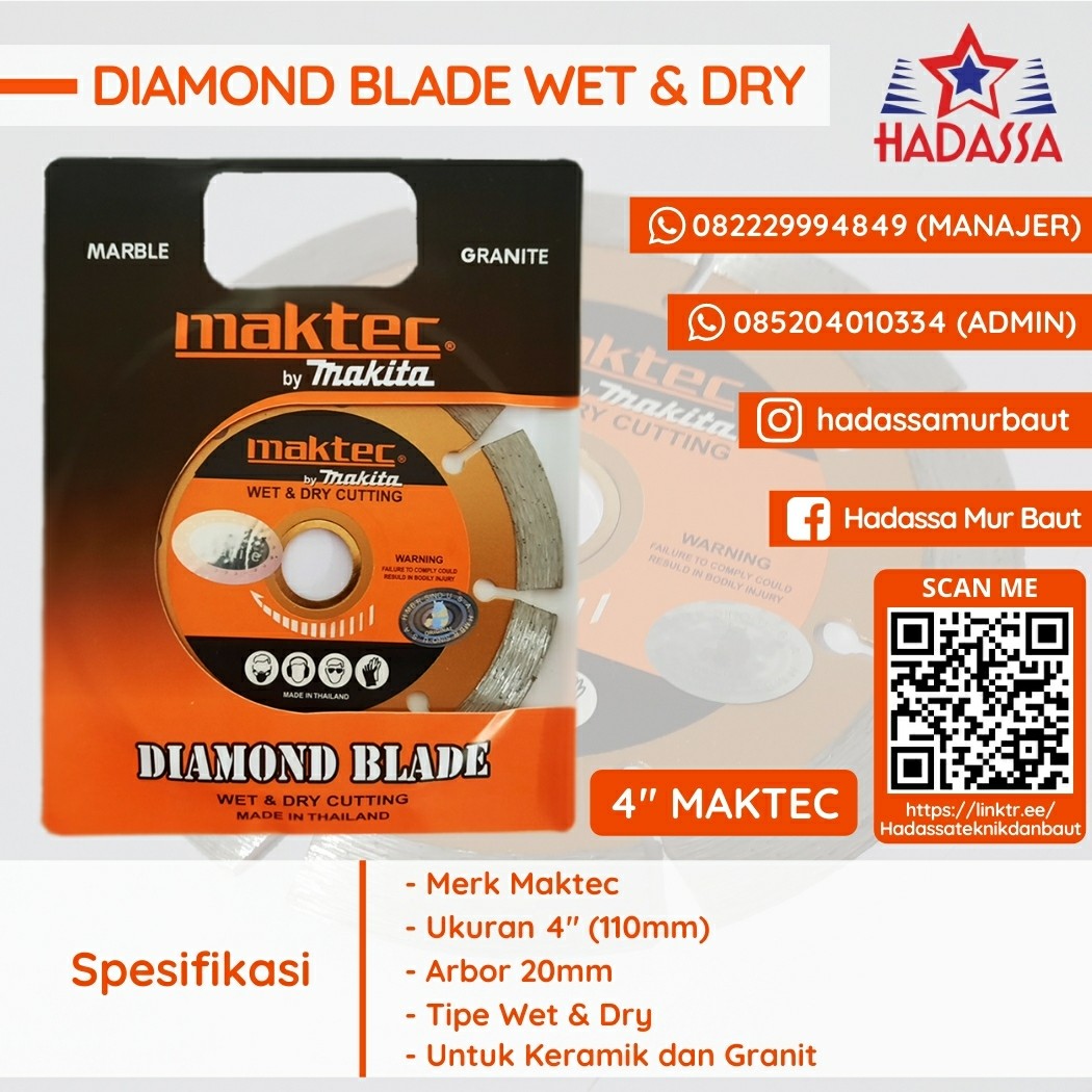 Diamond Blade Wet and Dry 4 Inci Maktec