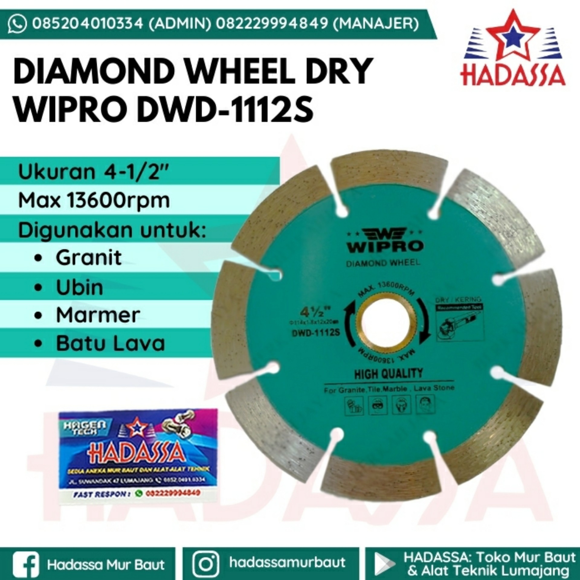 Diamond Wheel Dry Wipro DWD-112S