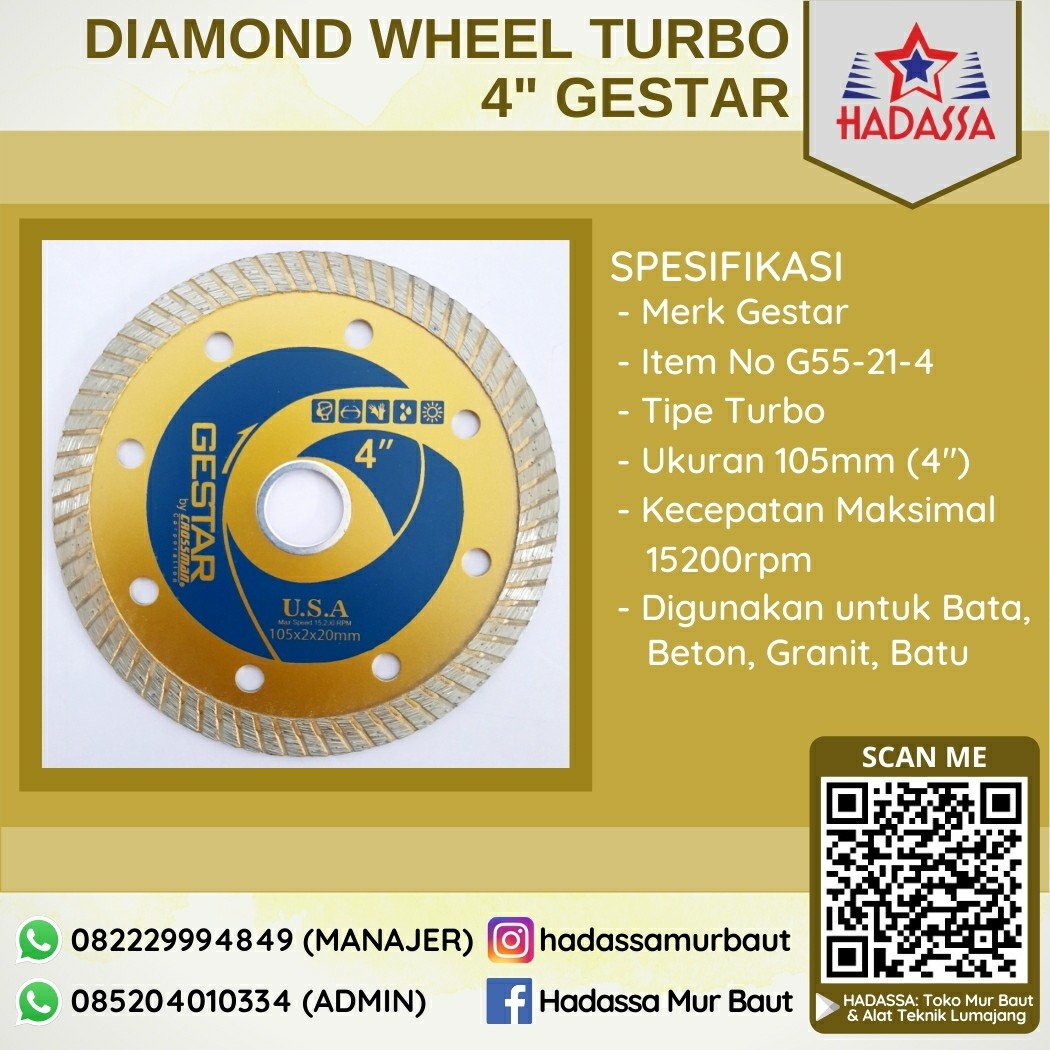 Diamond Wheel Turbo 4 Inci Gestar