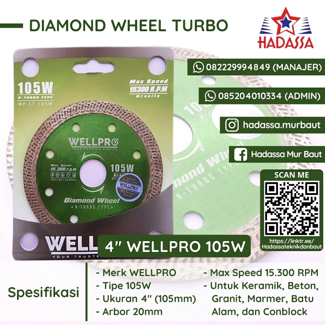 Diamond Wheel Turbo 4 Inci WELLPRO 105W