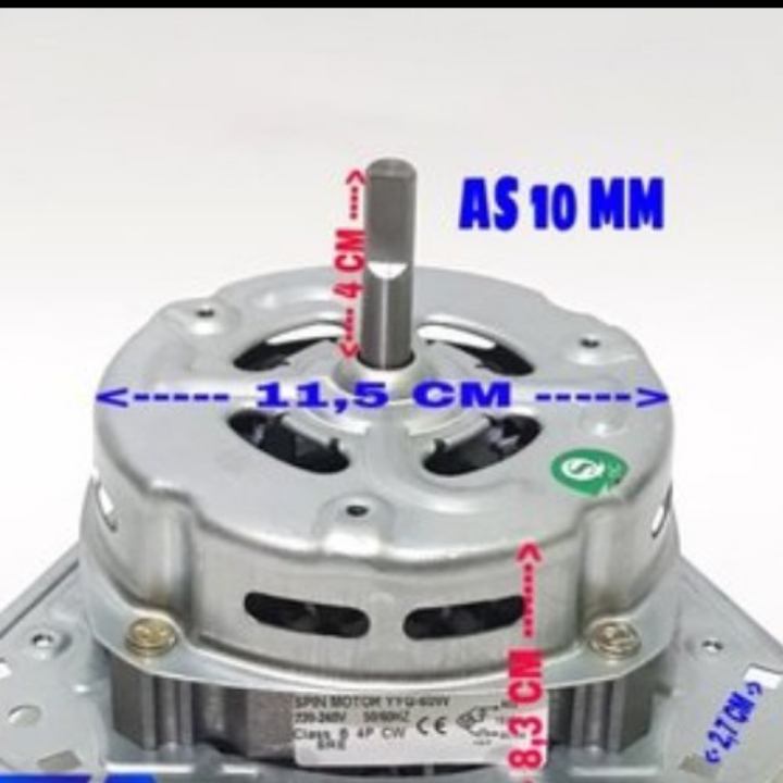 Dinamo Spin TEMBAGA Kaki 3 Mesin Cuci Umum AS 10 MM Motor Pengering 2