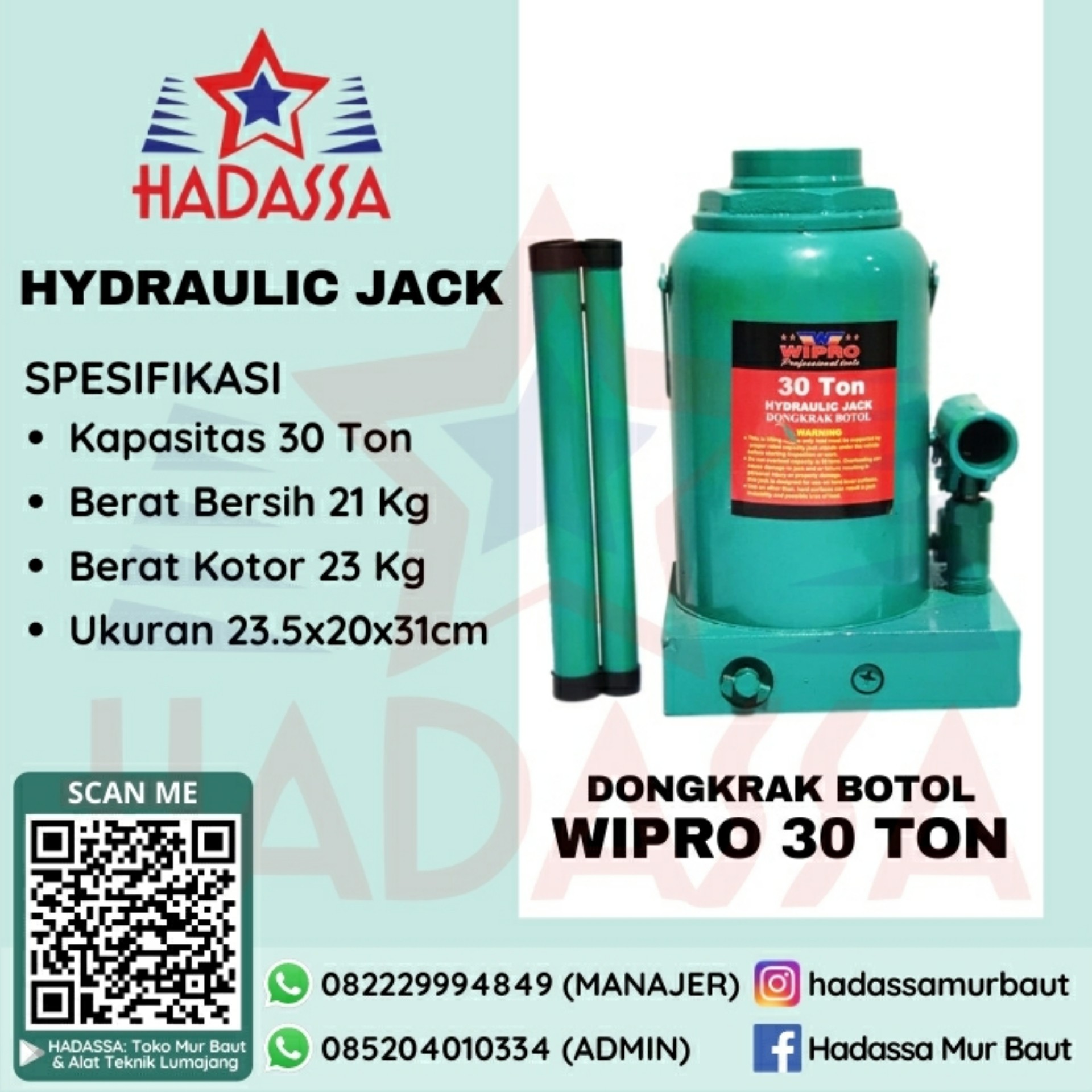 Dongkrak Botol Wipro 30 Ton