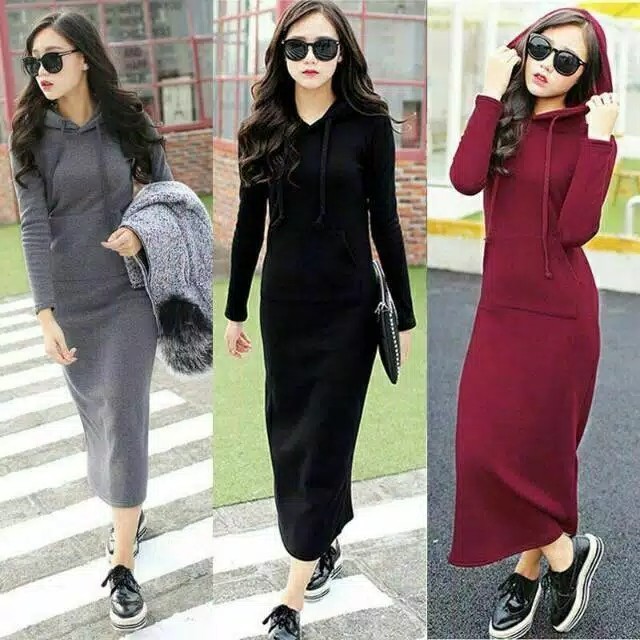 Dress hodie elsa ada topibahan babyterry fit L