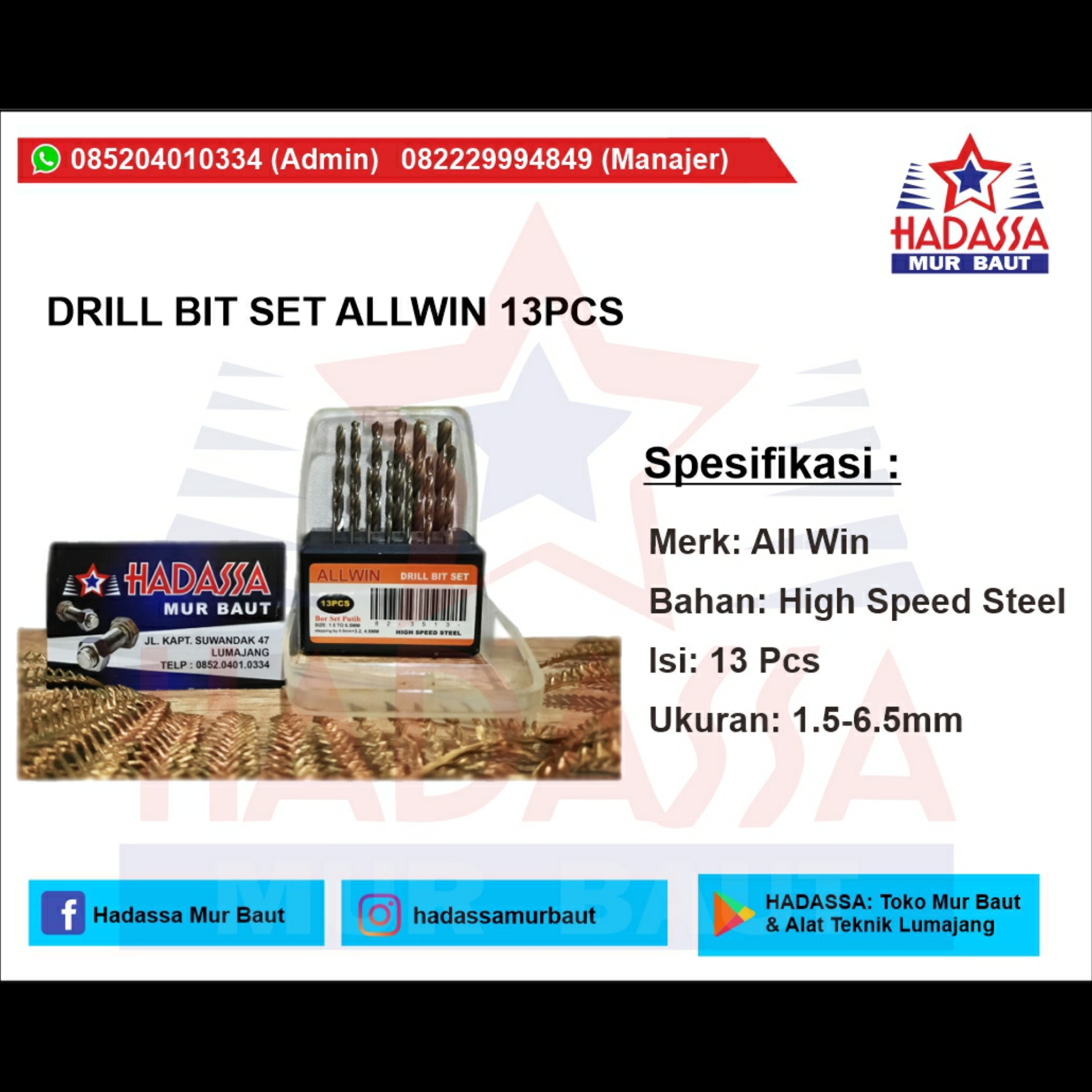 Drill Bit Set All Win 13 Pcs