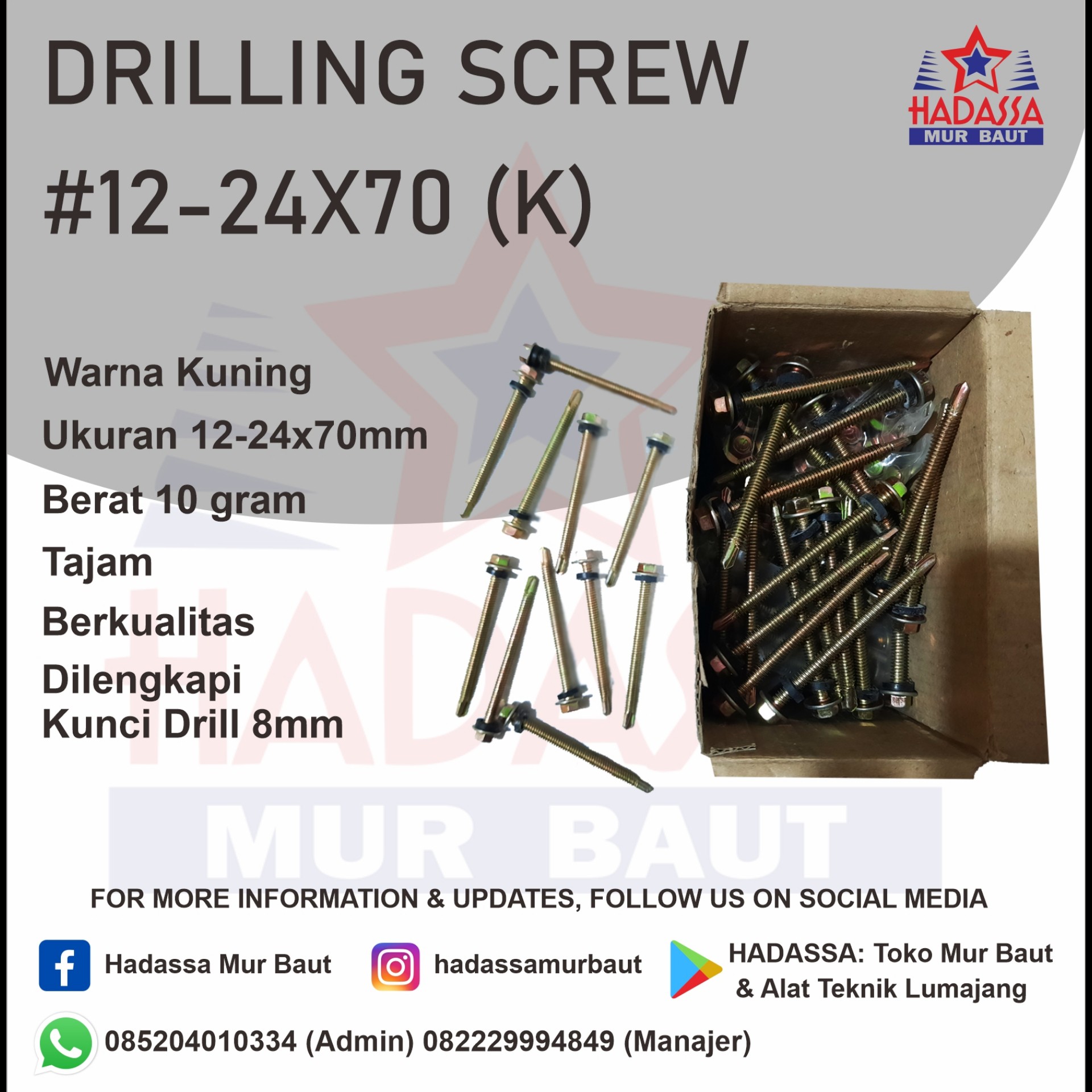 Drilling Screw 12-24x70 K