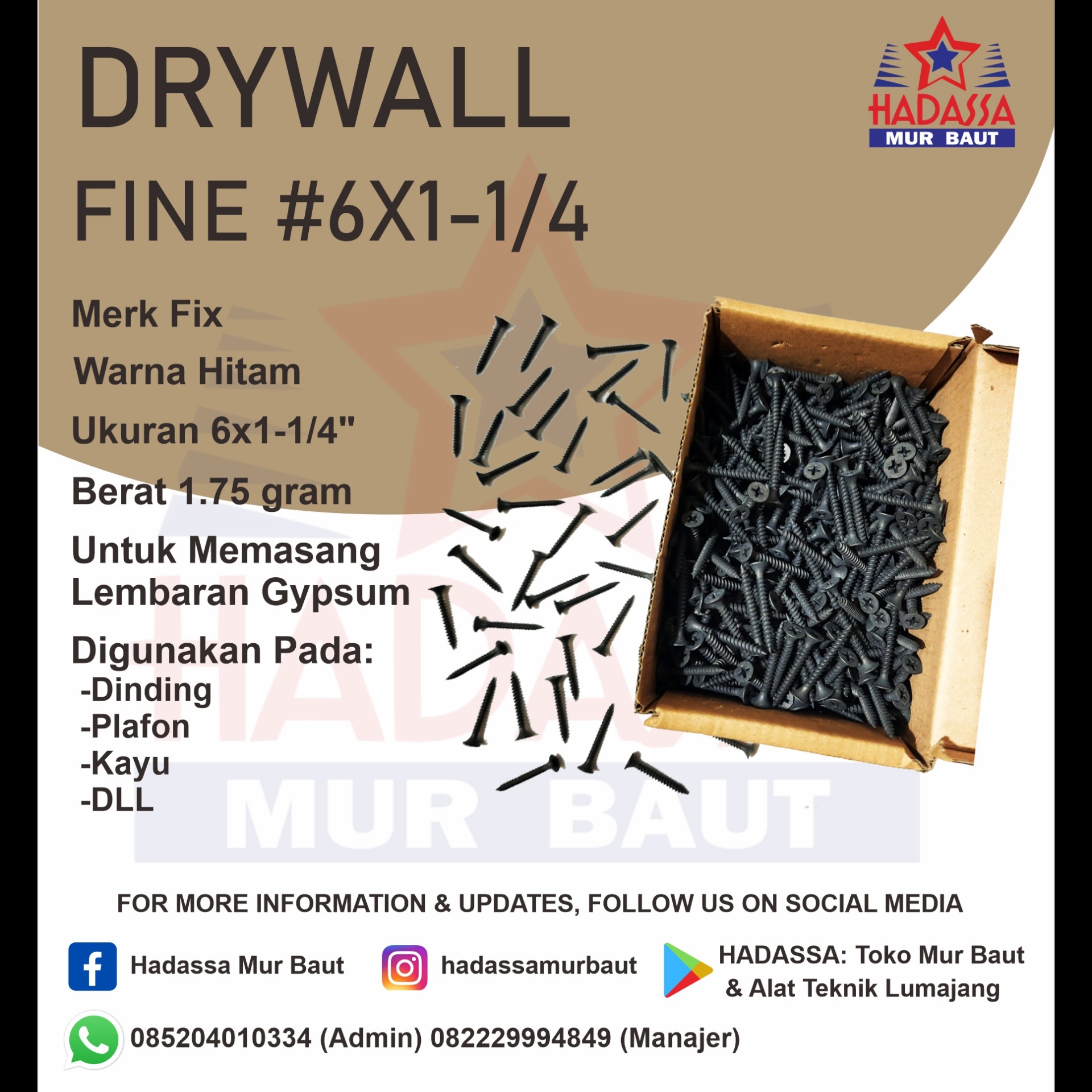 Drywall Fine 6x1-1per4