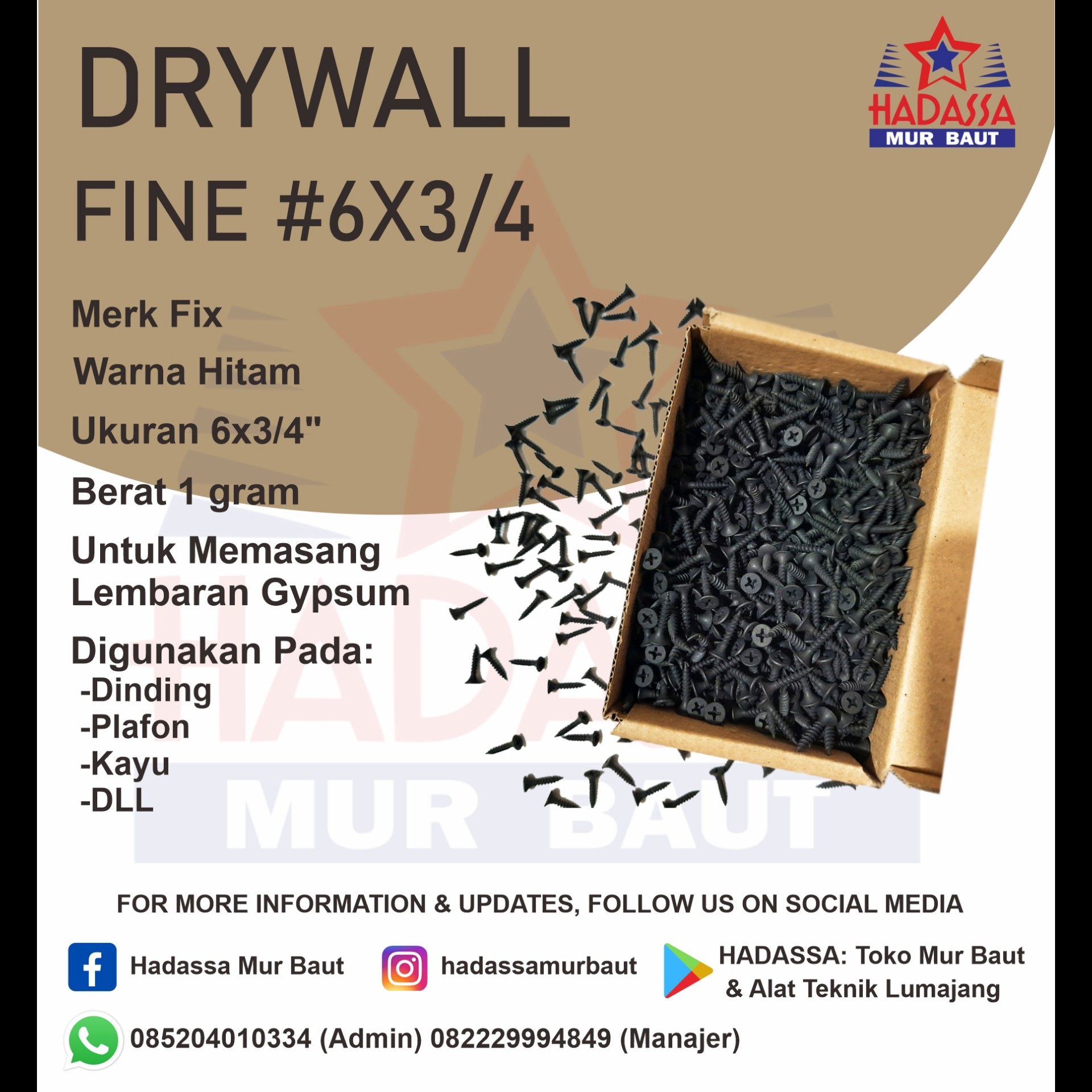 Drywall Fine 6x3per4