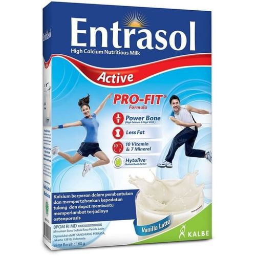 ENTRASOL ACTIVE SUSU KALSIUM VANILA LATTE KOTAK 160 GR