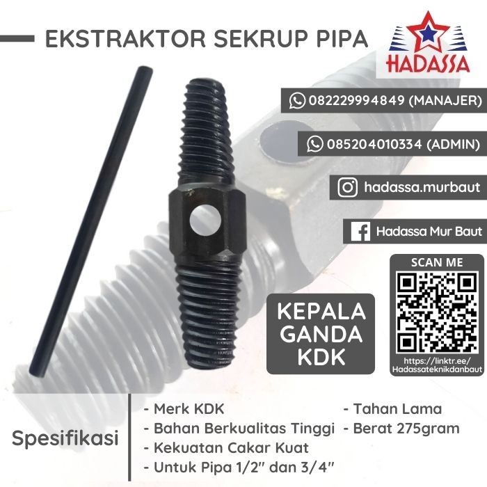 Ekstraktor Sekrup Pipa Kepala Ganda KDK