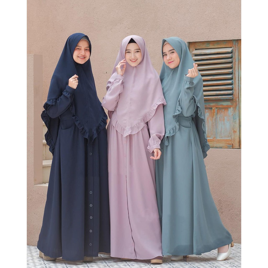 Elbina Set Syari S M L XL l Setelan Gamis Syarii Bumil Busui