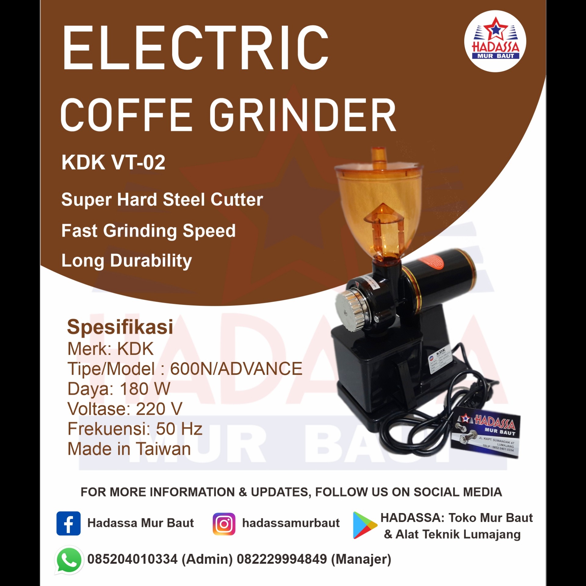 Electric Coffe Grinder KDK VT-02