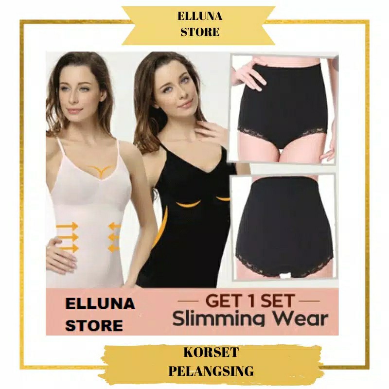 Elluna - Korset Pelangsing Perut Wanita Pembakar Lemak Slimming suit