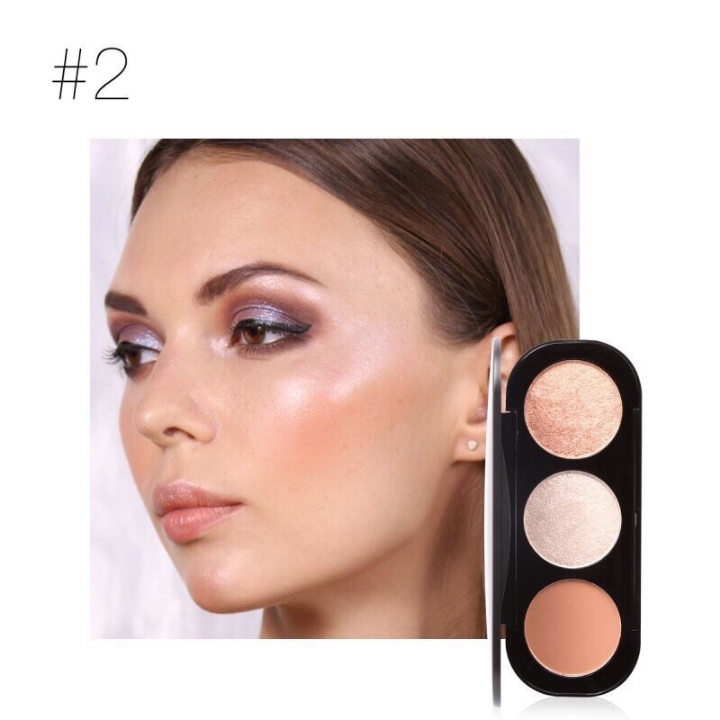 FA-26 FOCALLURE 3 COLORS BLUSH  HIGHLIGHTER PALETTE 4