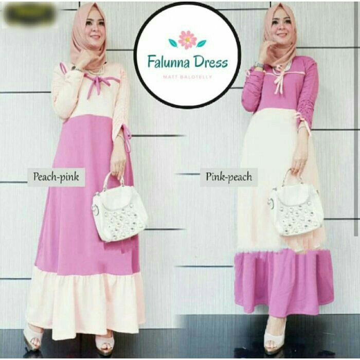 Falunna Dress Peach Pink Or Pink Peach