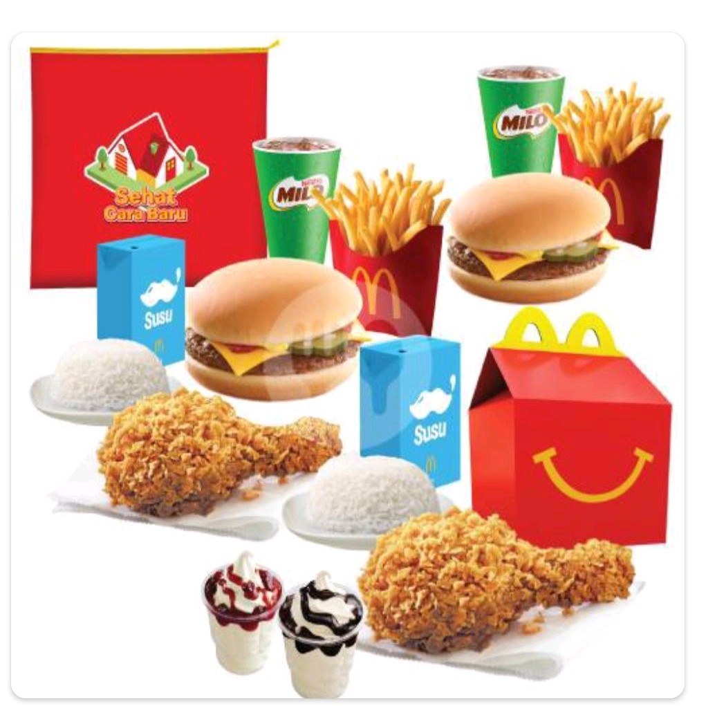 Family Weekend Berempat Happy Meal Ayam McD Cheese Burger