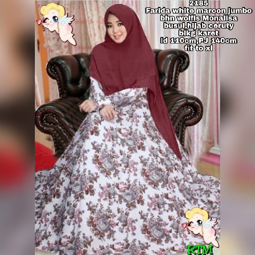 Farida White Maroon Jumbo