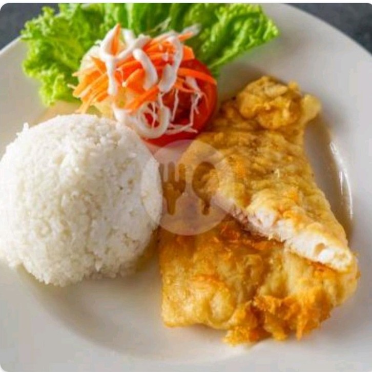 Fish and Chips - Nasi dan Salad