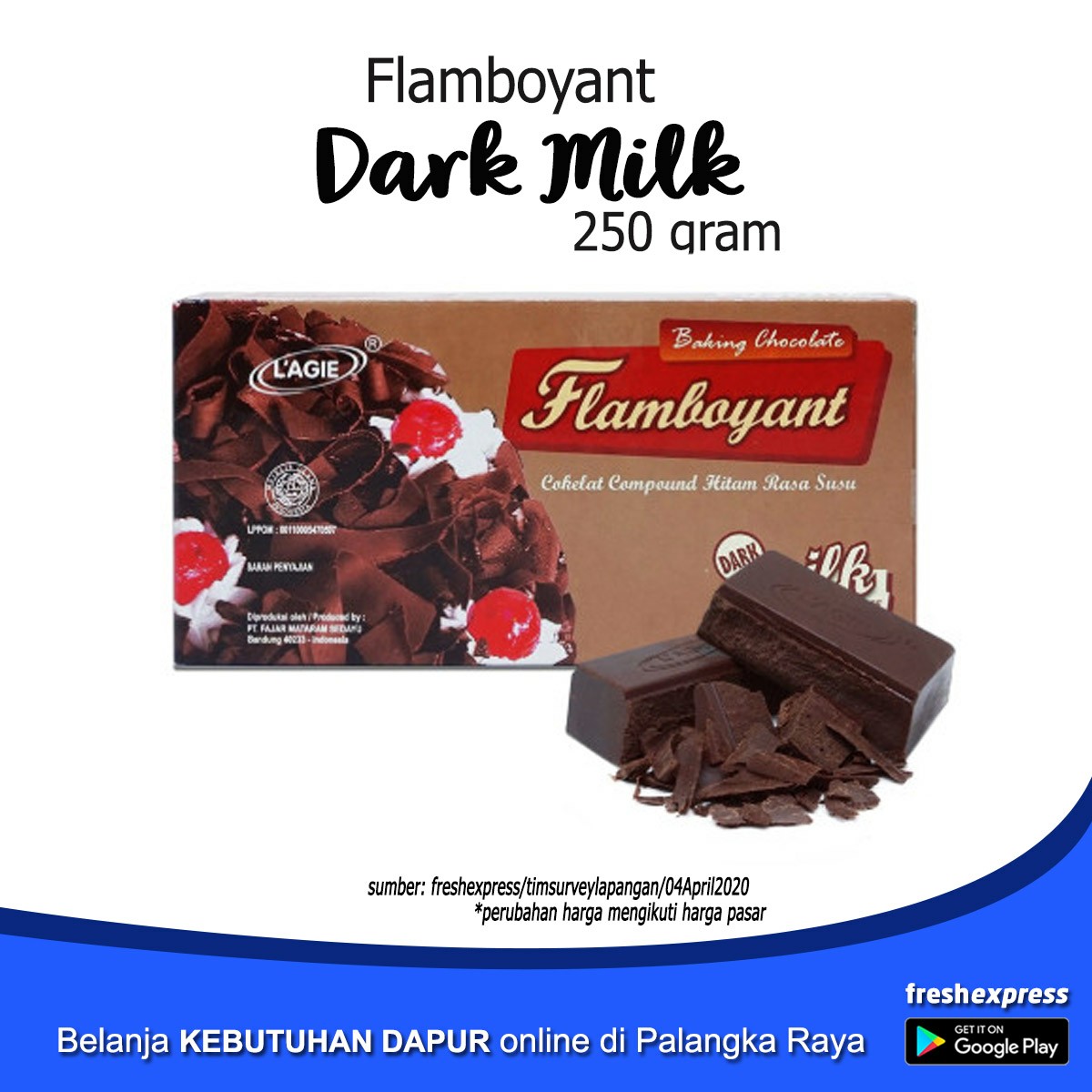 Cokelat Batang Flamboyant - Dark Milk 250 Gram