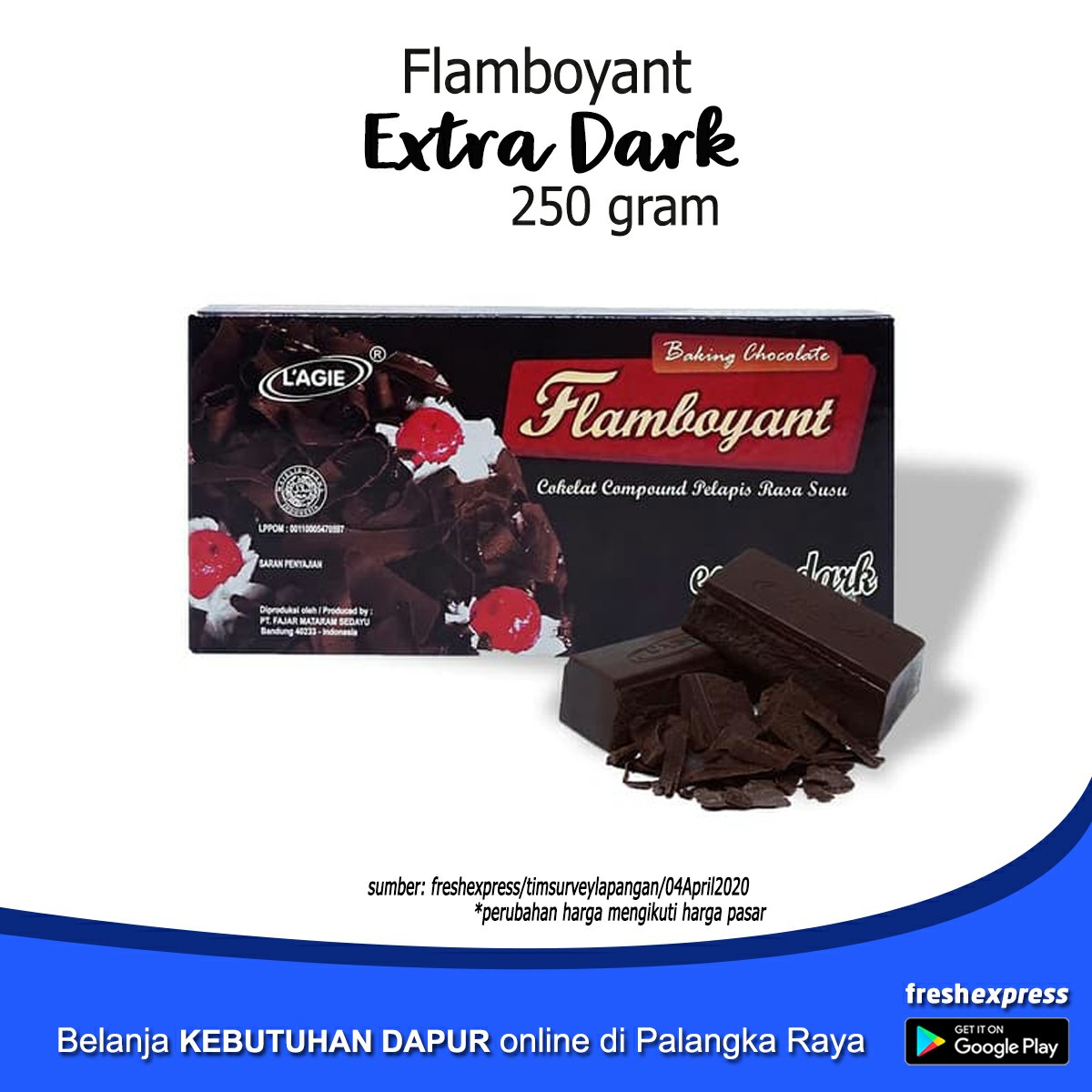 Cokelat Batang Flamboyant - Extra Dark 250 Gram