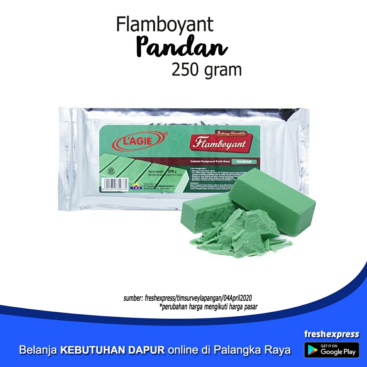 Cokelat Batang Flamboyant - Pandan 250 Gram