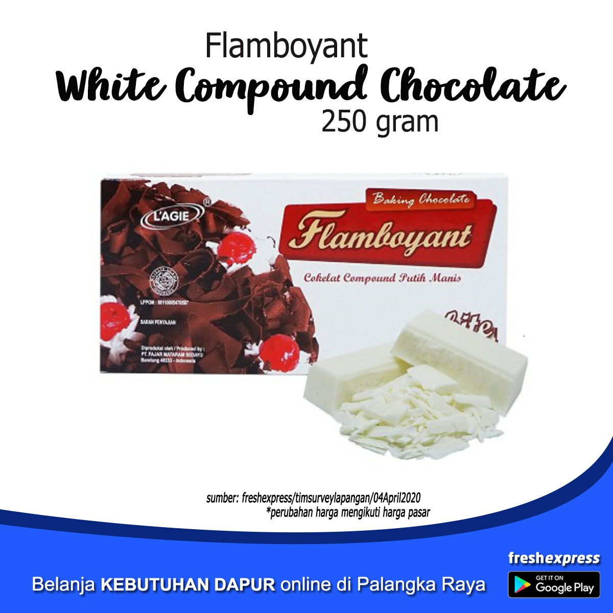 Cokelat Batang Flamboyant - White Compound Chocolate 250 Gram