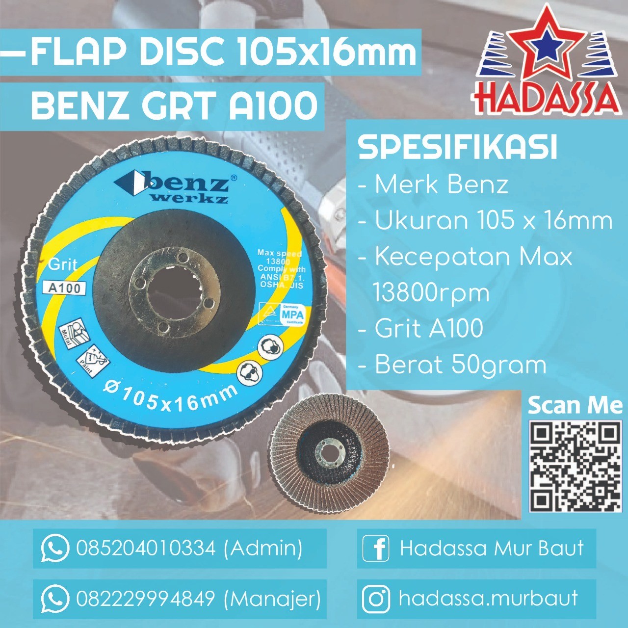 Flap Disc 105x16mm Benz GRT A100