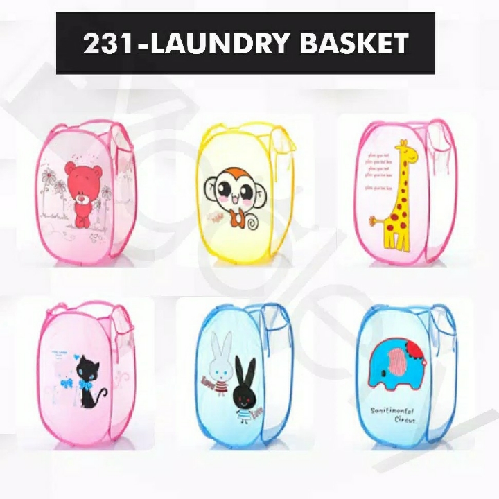 Fygalery Keranjang Baju Kotor Lipat Motif Karakter Laundry Basket