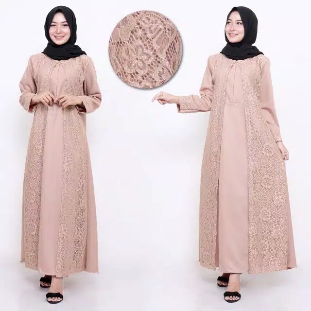 GAMIS HENA BROKAT KEBAYA DRESS MOSCREPE PREMIUM