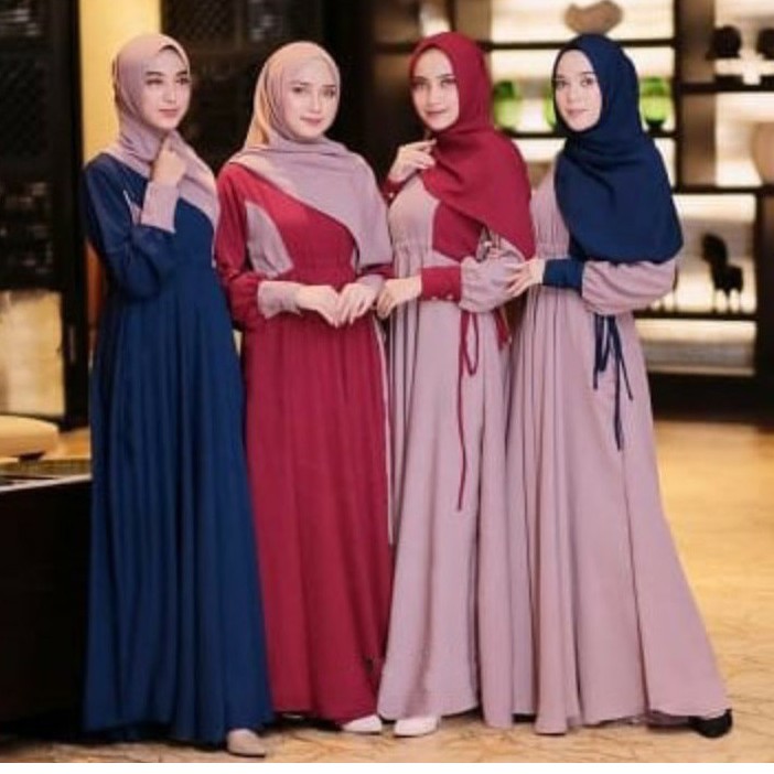 GAMIS INAYAH SET FREE PASHMINA SYARII POLOS DRESS SYARI MOSCREPE BUSUI