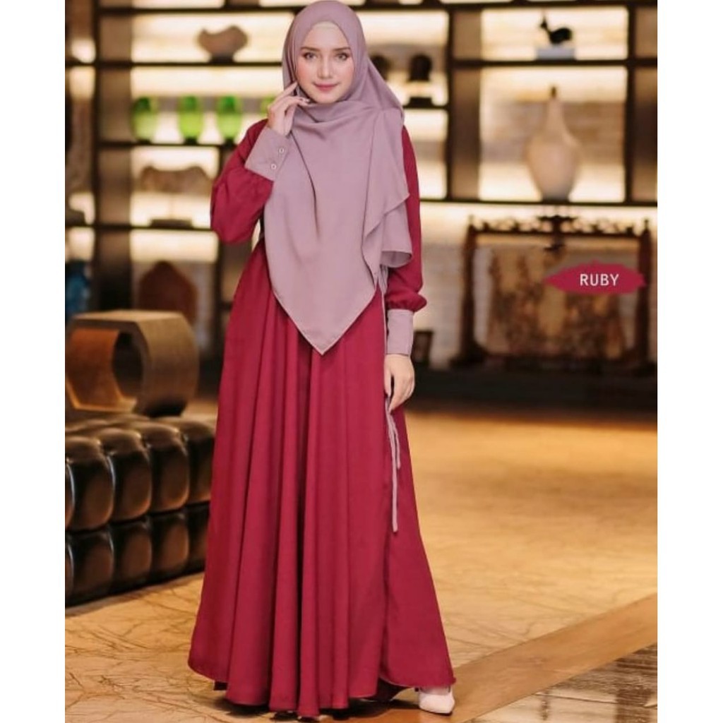 GAMIS INAYAH SET FREE PASHMINA SYARII POLOS DRESS SYARI MOSCREPE BUSUI 2