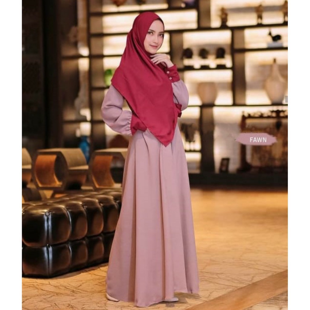 GAMIS INAYAH SET FREE PASHMINA SYARII POLOS DRESS SYARI MOSCREPE BUSUI 4