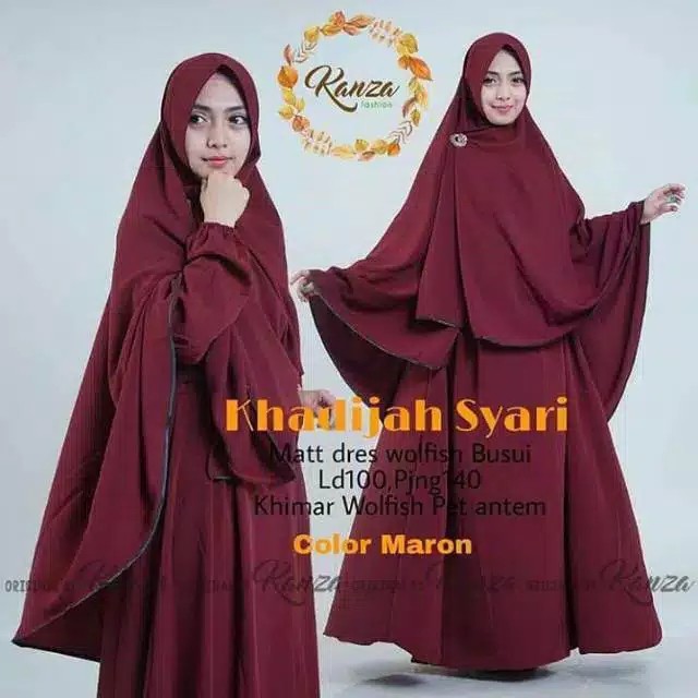 GAMIS KHADIJAH POLOS JUMBO SYARI SETELAN HIJAB INSTAN WOLFIS BUSUI