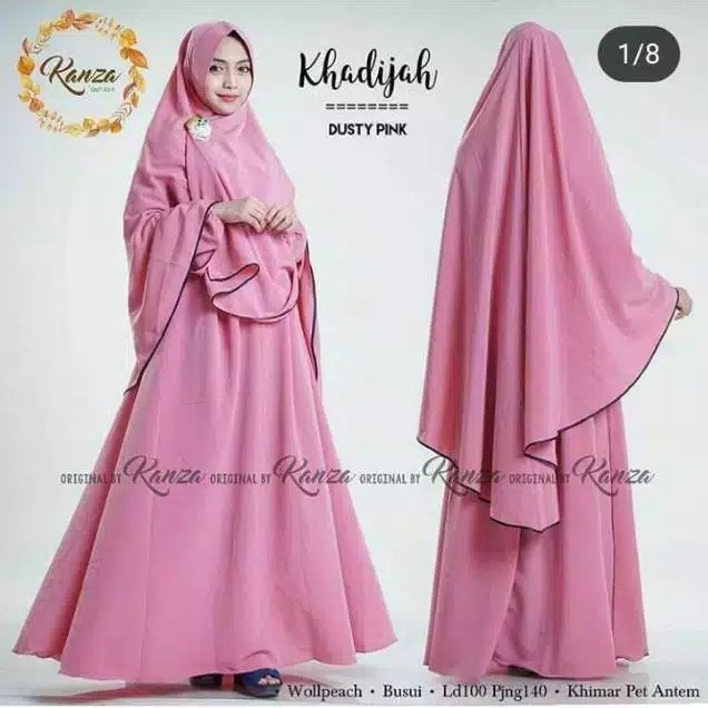 GAMIS KHADIJAH POLOS JUMBO SYARI SETELAN HIJAB INSTAN WOLFIS BUSUI 3