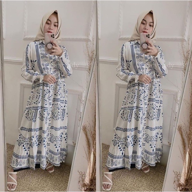 GAMIS SAPHIRA ETNIK DRESS KATUN RAYON PREMI