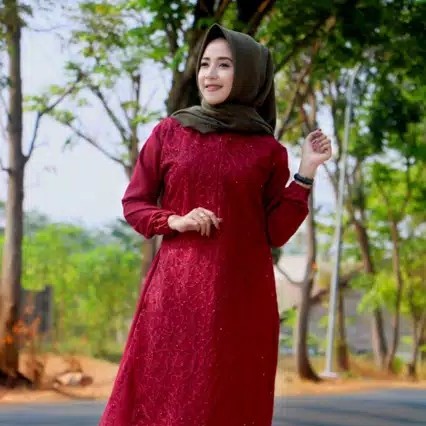 GAMIS SWAN TILE KEBAYA RINIA MAXY BROKAT MOSCREPE DRESS PREMIUM 2