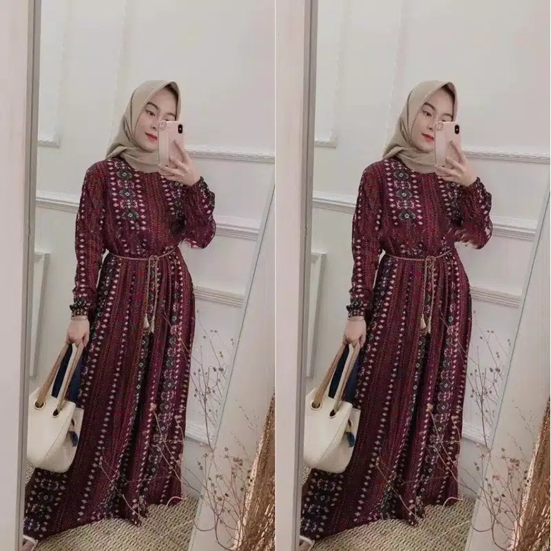 GAMIS ZIONA BUSUI BUMIL DRESS WOLPEACH FREE BELT