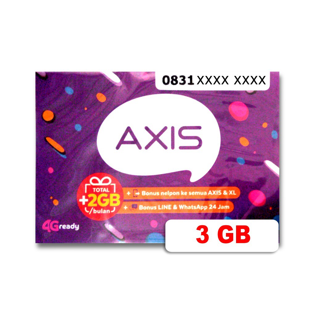 GROSIR Kartu Perdana Axis 2 GB Nasional  Bonus  1GB west