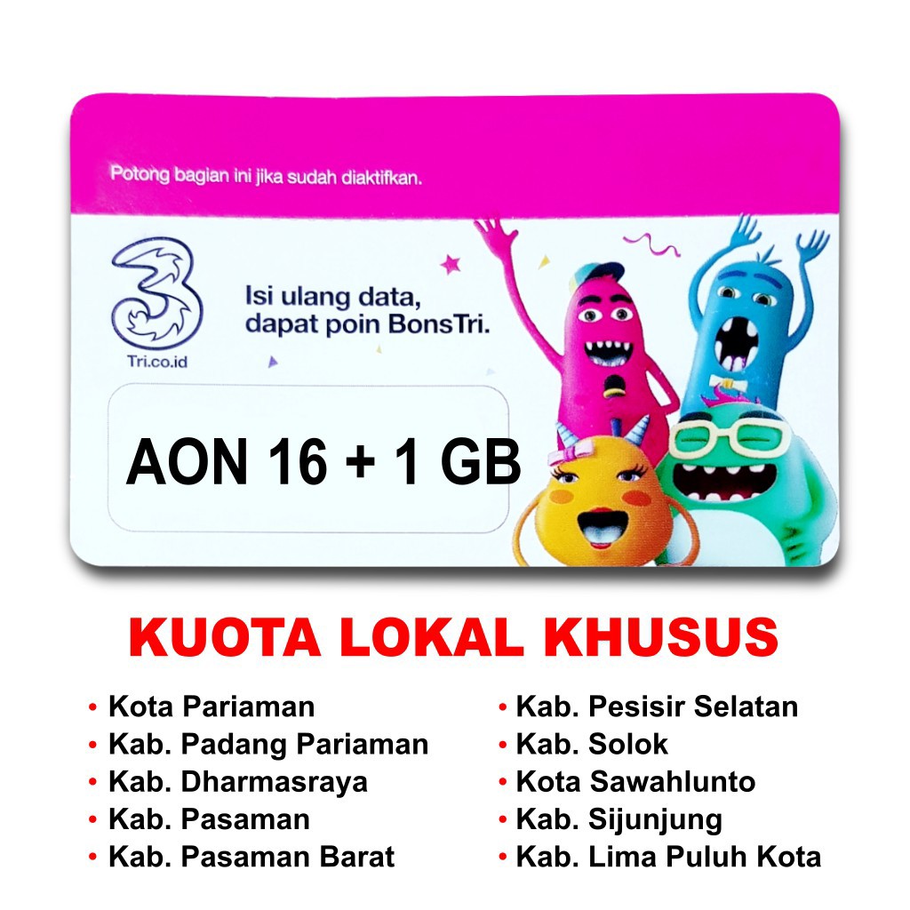 GROSIR Voucher Tri 16GB dan 1GB