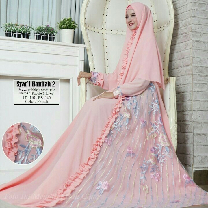 Gamis Syari Hanifah Peach