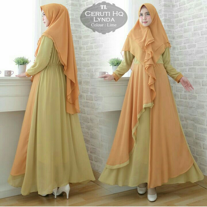 Gamis Syari Lynda Lime Mustard